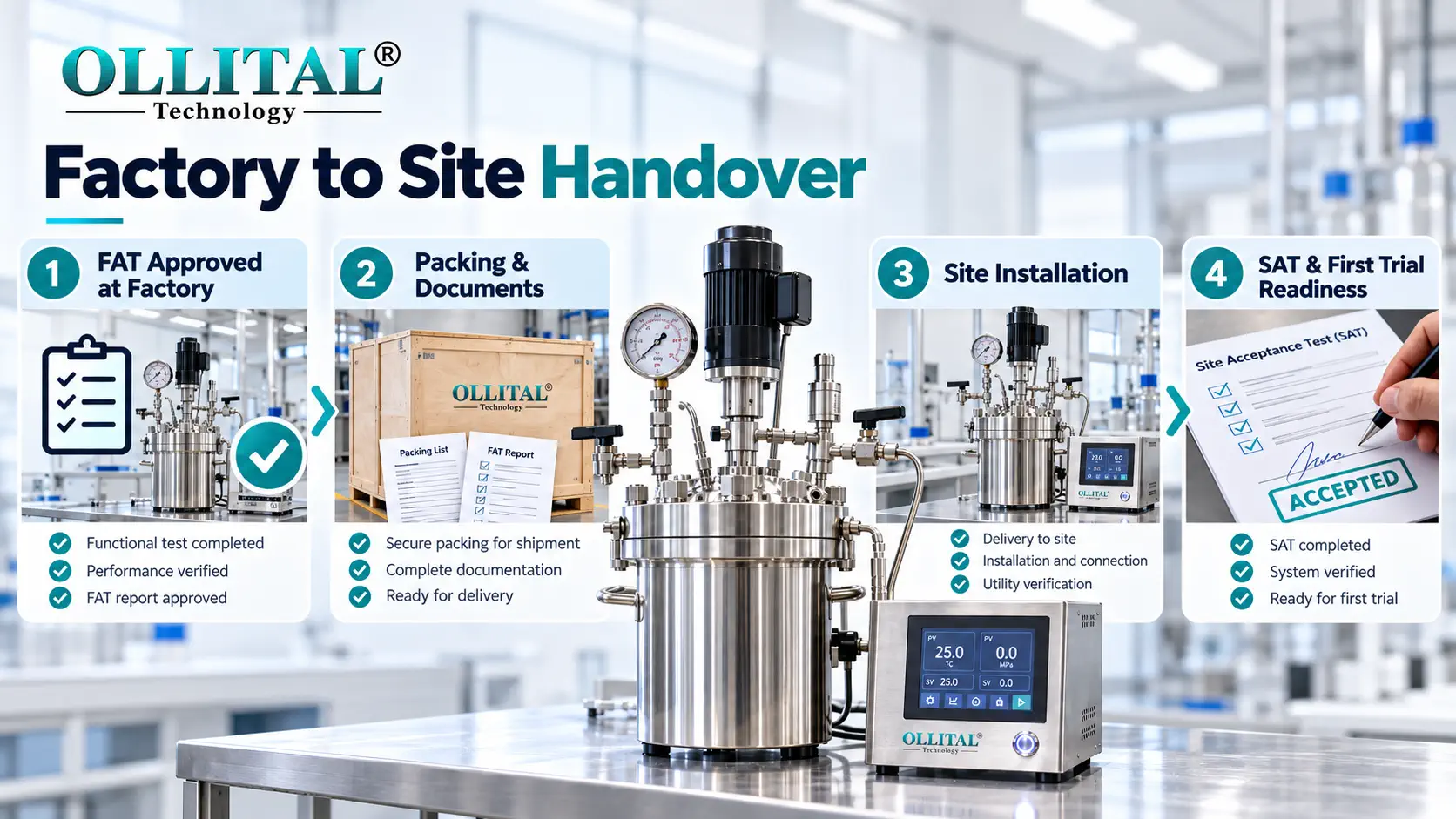 High-pressure reactor factory and site acceptance checkpoints from equipment identity to handover
