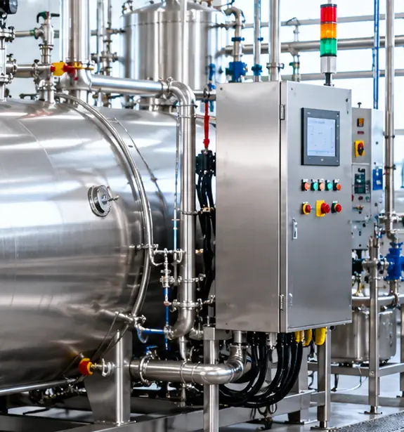 Food retort control cabinet and piping instrumentation
