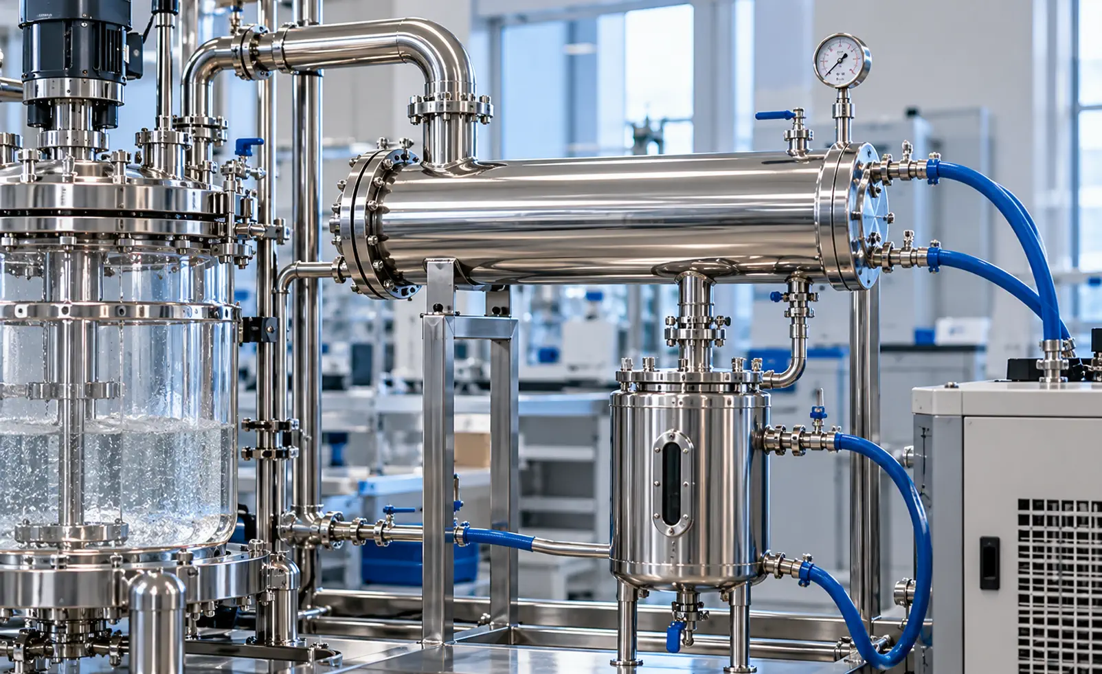 Condenser and solvent receiver connections in vacuum evaporation system